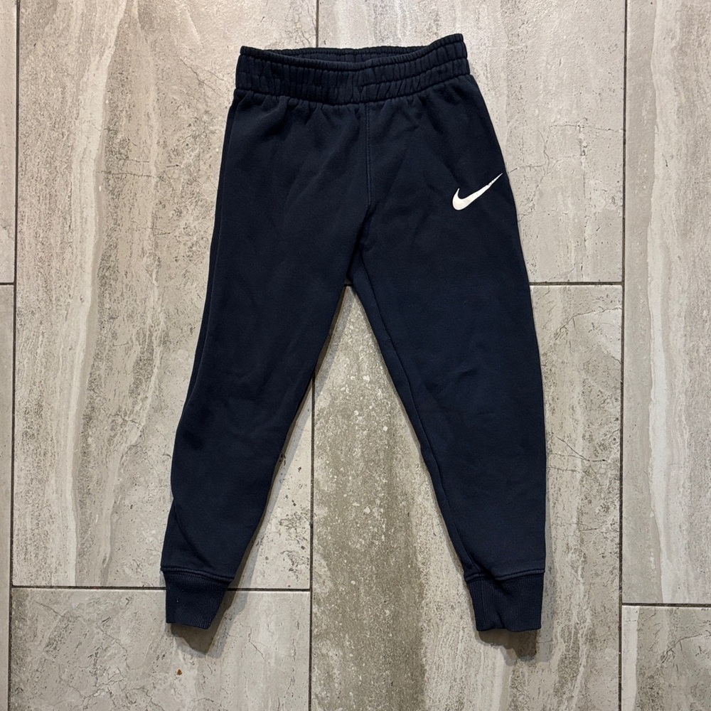 Nike Kids Black Jogger Pants with White Swoosh